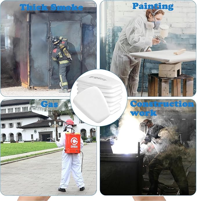 50 Pcs Respirator Mask Filters, 5N11CN Mask Filter Cotton for Dust Masks 6000 6001 6200 6800 7501 7502 FF402, Paint Masks Respirator, Particulate Filter Set, Dust Filter for Painting, Fine Dust