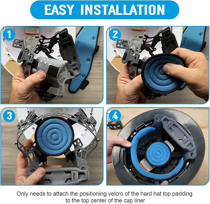 Hard Hat Top Pad Replacement, Washable Hard Hat Cooling Inserts/Liner/Sweatband, Sweat Pad Suspension Cushion Accessorie, Blue, 3 PCS