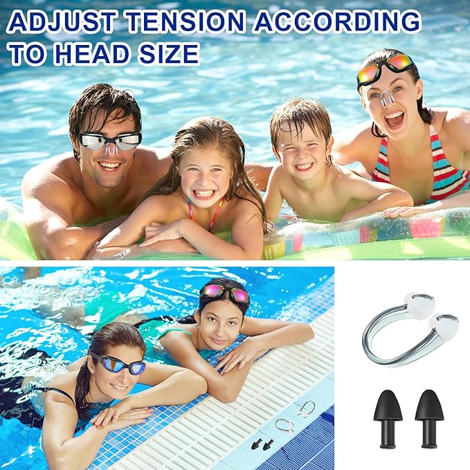 Flutesan 12 Pack Swim Goggles for Adult Kids Anti Fog Swimming Glasses with 12 Ear Plugs Nose Clip No Leaking Full Protection