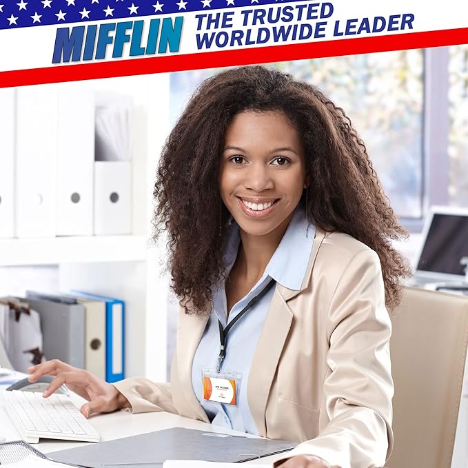 MIFFLIN-USA Flat Breakaway Safety Lanyard for ID Badges (Black, 36 Inch, 250 Pack), Soft Woven Neck Line