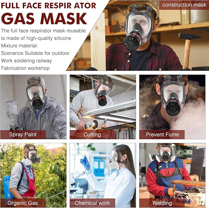 40MM Gas Mask Filters, 40mm Respirator Activated Carbon Filters for Full Face Respirator Mask Against Formaldehyde, Organic Vapor, Chemical, Dust, Spray, Welding