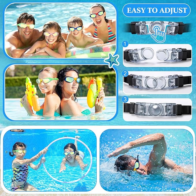 Konohan 8 Pack Kids Goggles Swim Goggles for Adult Kids Swimming Glasses Anti Fog Silicone No Leak Pool Glasses
