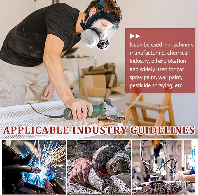 Full Face Respirator Mask, Gas Masks Survival Nuclear and Chemical, Gas Respirator with Activated Carbon Filters