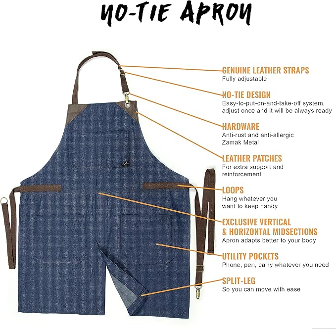 Under NY Sky No-Tie Durable Denim, Leather Reinforcement and Split-Leg