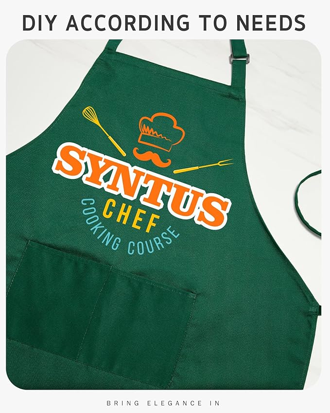 Syntus Chef Apron for Men Women Kitchen Cooking Apron with Pockets, Adjustable Bib Aprons Stain Resistant, 1 Pack