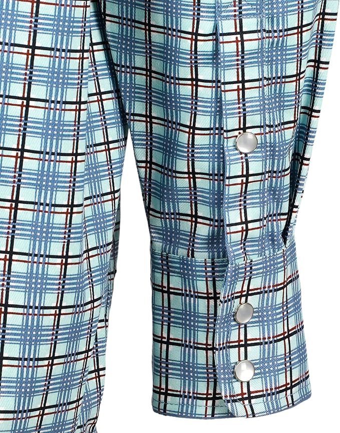 BOCOMAL FR Shirts Flame Resistant NFPA2112/CAT2 6.5oz Light Weight Printed Fire Retardant Plaid Shirt