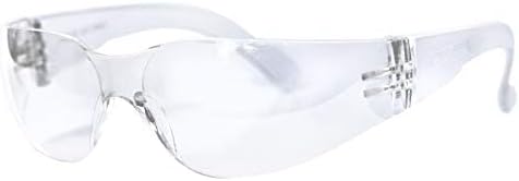 BISON LIFE Clear Lens Clear Temple Safety Glasses | One Size, Adult, Youth, Clear Protective Polycarbonate Lens Clear Temple, Clear, 144 PAIRS