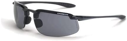 12 Pack Crossfire 2141 ES4 Safety Glasses Smoke Lens - Crystal Black Frame