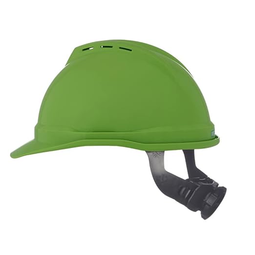MSA 10035213 V-Gard 500 Cap Style Safety Hard Hat with 6-Point Fas-Trac III Ratchet Suspension | Polyethylene Shell, Self Adjusting Crown Straps - Standard Size in Bright Green