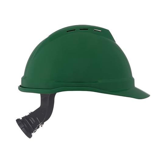 MSA 10034032 V-Gard 500 Cap Style Safety Hard Hat With 6-Point Fas-Trac III Ratchet Suspension | Polyethylene Shell, Self Adjusting Crown Straps - Standard Size in Hi-Viz Green