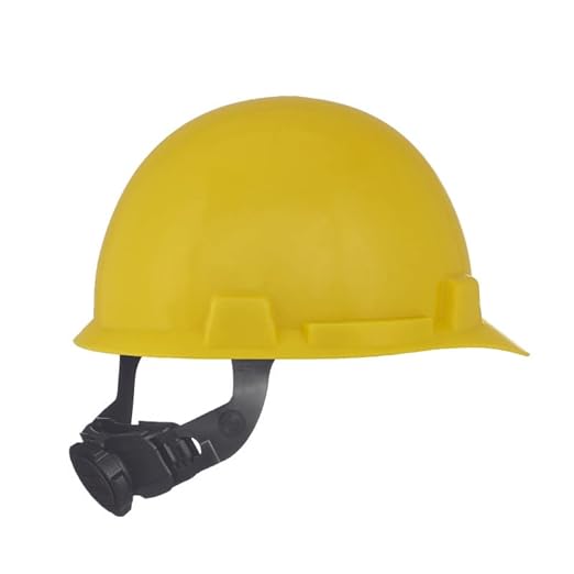 MSA 10074069 SmoothDome Cap Style Safety Hard Hat with Fas-Trac III Ratchet Suspension | Polyethylene Shell, Superior Impact Protection, Self Adjusting Crown Straps - Standard Size in Yellow