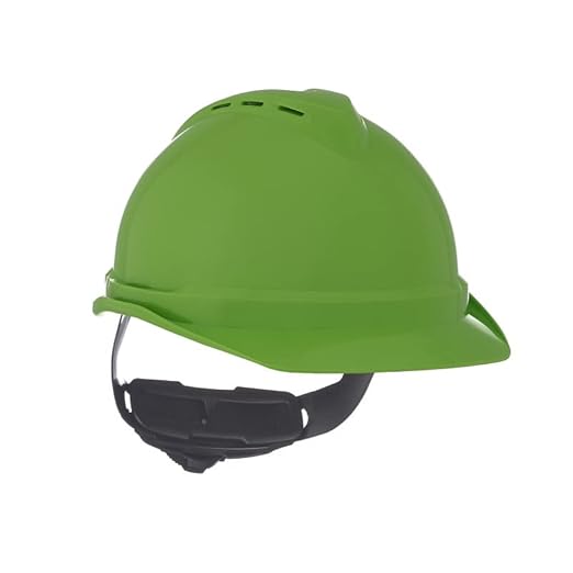 MSA 10035213 V-Gard 500 Cap Style Safety Hard Hat with 6-Point Fas-Trac III Ratchet Suspension | Polyethylene Shell, Self Adjusting Crown Straps - Standard Size in Bright Green