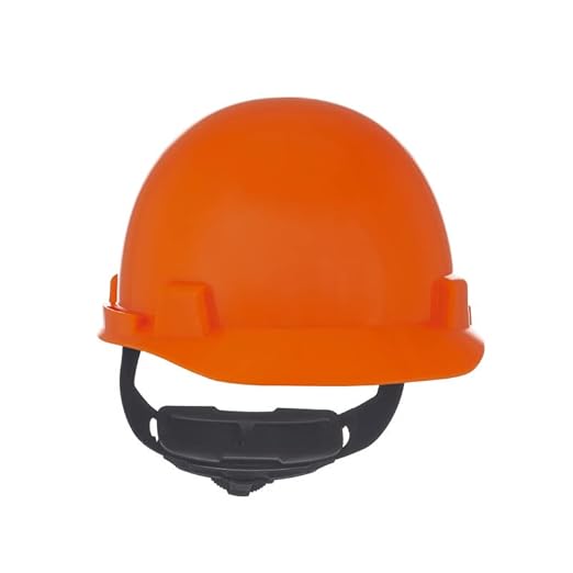 MSA 10074077 SmoothDome Cap Style Safety Hard Hat with Fas-Trac III Ratchet Suspension | Polyethylene Shell, Superior Impact Protection, Self Adjusting Crown Straps - Standard Size in Hi-Viz Orange