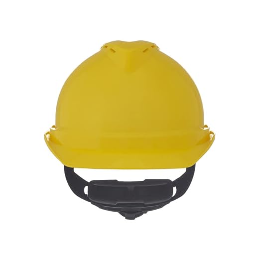 MSA 10034029 V-Gard 500 Cap Style Safety Hard Hat with 6-Point Fas-Trac III Ratchet Suspension | Polyethylene Shell, Superior Impact Protection, Self Adjusting Crown Straps - Standard Size in Yellow