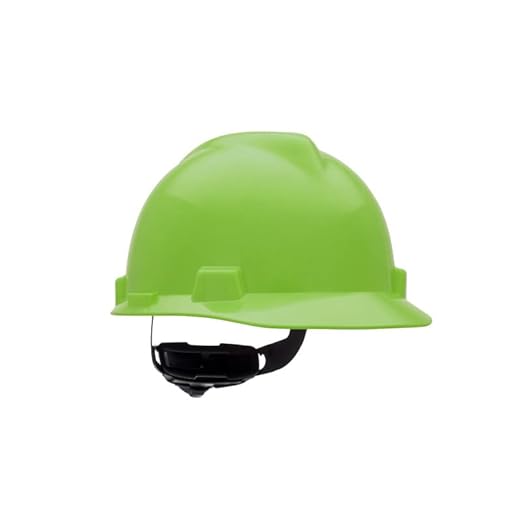 MSA 815565 V-Gard Cap Style Safety Hard Hat With Fas-Trac III Ratchet Suspension | Polyethylene Shell, Superior Impact Protection, Self Adjusting Crown Straps - Standard Size in Bright Lime Green