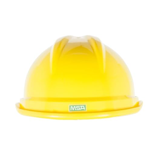 MSA 10074820 V-Gard 500 Cap Style Safety Hard Hat with 6-Point Fas-Trac III Ratchet Suspension | Polyethylene Shell, Self Adjusting Crown Straps - Standard Size in Hi-Viz Yellow-Green