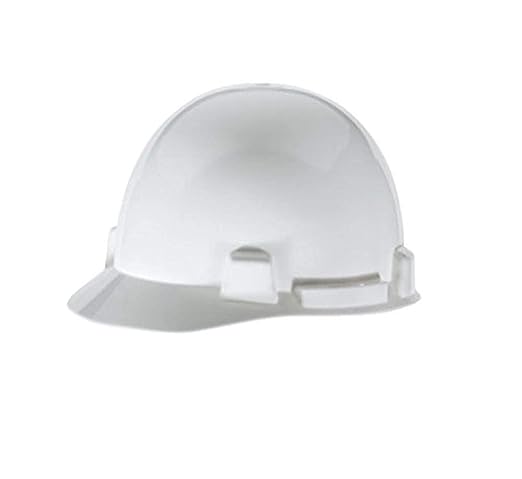 MSA 10074067 SmoothDome Cap Style Safety Hard Hat with Fas-Trac III Ratchet Suspension | Polyethylene Shell, Superior Impact Protection, Self Adjusting Crown Straps - Standard Size in White