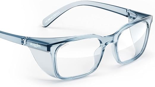 Stoggles Rectangle Z87.1 Certified Safety Glasses, Blue-Light, UV Blocking Lens, Top & Side Shield, Anti-Fog, Stylish Eyewear