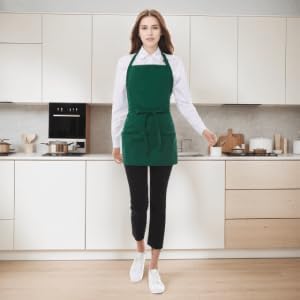 Short Cotton Aprons for Women with 3 Pockets, Chef Apron for Unisex,Waitress Apron for Kitchen Cooking Restaurant BBQ