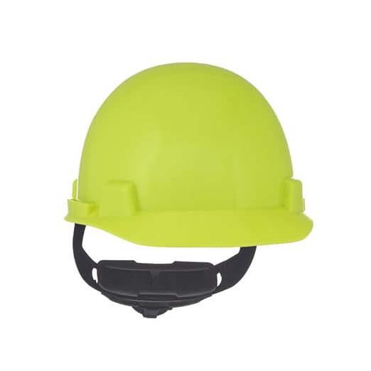 MSA 10074084 SmoothDome Cap Style Safety Hard Hat with Fas-Trac III Ratchet Suspension | Polyethylene Shell, Superior Impact Protection, Self Adjusting Crown Straps - Standard Size in Hi-Viz Yellow/G