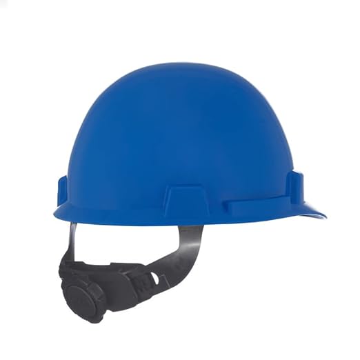 MSA 10074068 SmoothDome Cap Style Safety Hard Hat with Fas-Trac III Ratchet Suspension | Polyethylene Shell, Superior Impact Protection, Self Adjusting Crown Straps - Standard Size in Blue