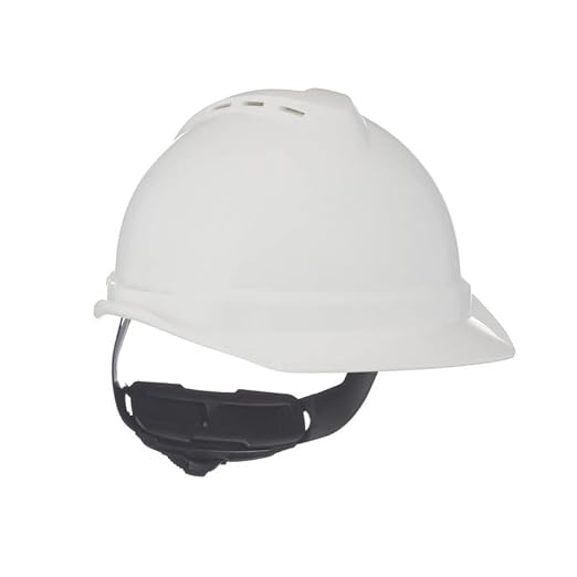 MSA 10034027 V-Gard 500 Cap Style Safety Hard Hat With 6-Point Fas-Trac III Ratchet Suspension | Polyethylene Shell, Superior Impact Protection, Self Adjusting Crown-Straps - Standard Size in White