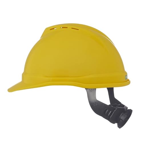 MSA 10034029 V-Gard 500 Cap Style Safety Hard Hat with 6-Point Fas-Trac III Ratchet Suspension | Polyethylene Shell, Superior Impact Protection, Self Adjusting Crown Straps - Standard Size in Yellow