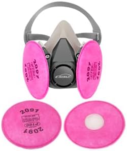 Medium Reusable Half Facepiece Respirator with 2091 Filter, 6001 Cartridge, 6200 Replacement Shield for Painting, Sanding, Polishing, Welding, Woodworking - 13 in 1 Set with English Manual