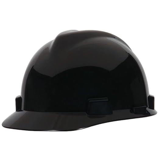 MSA 475235 V-Gard Cap Style Safety Hard Hat With Staz-on Pinlock Suspension | Polyethylene Shell, Superior Impact Protection, Self Adjusting Crown Straps - Standard Size in Black