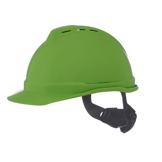 MSA 10035213 V-Gard 500 Cap Style Safety Hard Hat with 6-Point Fas-Trac III Ratchet Suspension | Polyethylene Shell, Self Adjusting Crown Straps - Standard Size in Bright Green