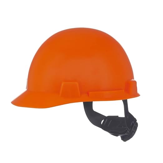 MSA 10074077 SmoothDome Cap Style Safety Hard Hat with Fas-Trac III Ratchet Suspension | Polyethylene Shell, Superior Impact Protection, Self Adjusting Crown Straps - Standard Size in Hi-Viz Orange