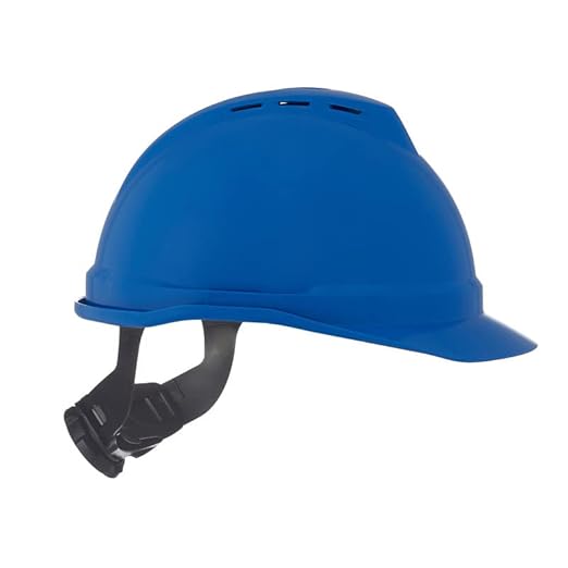 MSA 10034019 V-Gard 500 Cap Style Safety Hard Hat With Fas-Trac III Ratchet Suspension | Polyethylene Shell, Superior Impact Protection, Self Adjusting Crown Straps - Standard Size in Blue