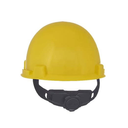 MSA 10074069 SmoothDome Cap Style Safety Hard Hat with Fas-Trac III Ratchet Suspension | Polyethylene Shell, Superior Impact Protection, Self Adjusting Crown Straps - Standard Size in Yellow