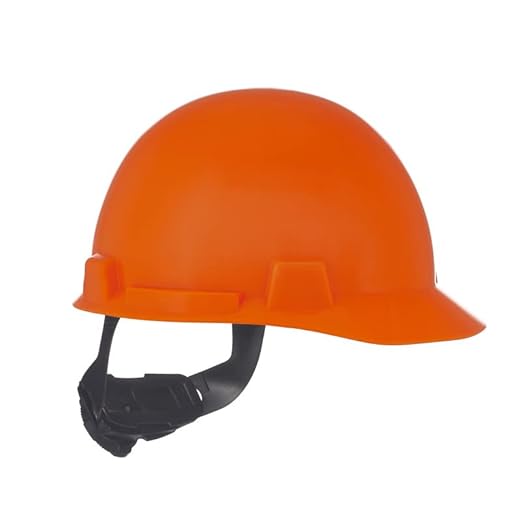 MSA 10074077 SmoothDome Cap Style Safety Hard Hat with Fas-Trac III Ratchet Suspension | Polyethylene Shell, Superior Impact Protection, Self Adjusting Crown Straps - Standard Size in Hi-Viz Orange