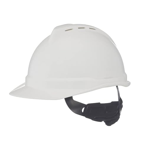 MSA 10034027 V-Gard 500 Cap Style Safety Hard Hat With 6-Point Fas-Trac III Ratchet Suspension | Polyethylene Shell, Superior Impact Protection, Self Adjusting Crown-Straps - Standard Size in White