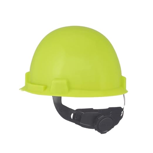 MSA 10074084 SmoothDome Cap Style Safety Hard Hat with Fas-Trac III Ratchet Suspension | Polyethylene Shell, Superior Impact Protection, Self Adjusting Crown Straps - Standard Size in Hi-Viz Yellow/G