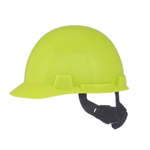 MSA 10074084 SmoothDome Cap Style Safety Hard Hat with Fas-Trac III Ratchet Suspension | Polyethylene Shell, Superior Impact Protection, Self Adjusting Crown Straps - Standard Size in Hi-Viz Yellow/G