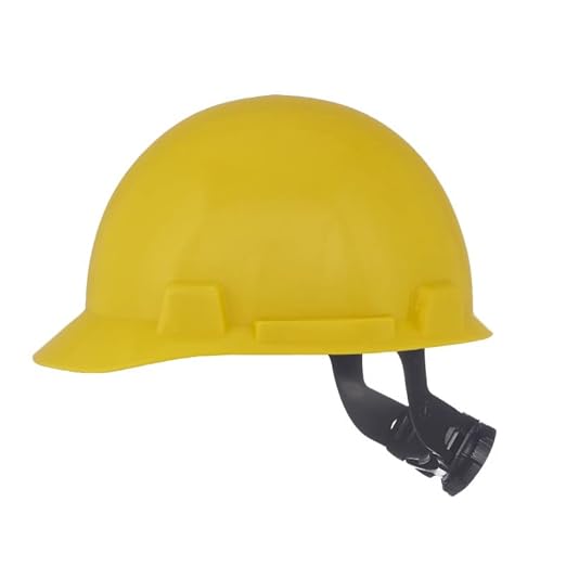 MSA 10074069 SmoothDome Cap Style Safety Hard Hat with Fas-Trac III Ratchet Suspension | Polyethylene Shell, Superior Impact Protection, Self Adjusting Crown Straps - Standard Size in Yellow