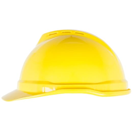 MSA 10074820 V-Gard 500 Cap Style Safety Hard Hat with 6-Point Fas-Trac III Ratchet Suspension | Polyethylene Shell, Self Adjusting Crown Straps - Standard Size in Hi-Viz Yellow-Green