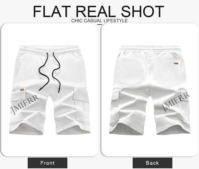JMIERR Mens Casual Twill Cargo Shorts Cotton Drawstring Classic Cargo Stretch Short with 6 Pockets
