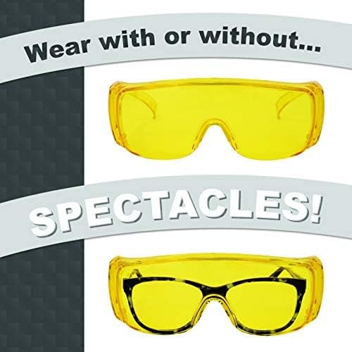 BISON LIFE Diamont Vented Over Glasses Safety Glasses | Meets ANSI Z87.1, Impact Resistant Polycarbonate Lens