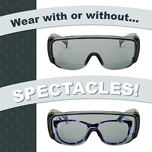 BISON LIFE Diamont Vented Over Glasses Safety Glasses | Meets ANSI Z87.1, Impact Resistant Polycarbonate Lens