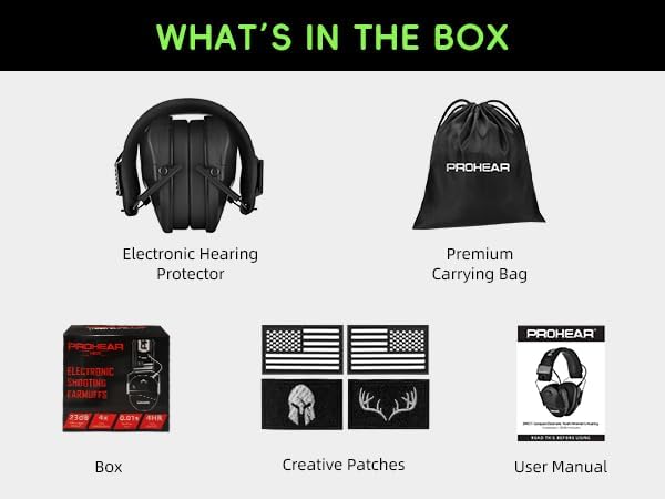 PROHEAR Youth Electronic Ear Protection 23dB NRR Slim Fit Sound Amplification Noise Compression Compact Design Gun Range Shooting Hunting Tactical Use