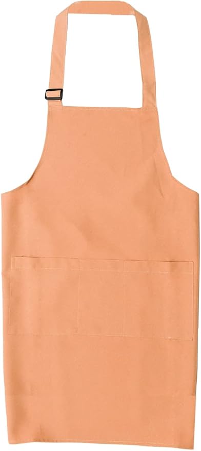 Khaki Professional Resist Water Adjustable Extra Long Bib Apron 3 Pockets Home Kitchen Garden Restaurant Cafe Bar Pub Bakery for Cooking Chef Baker Servers Craft Unisex