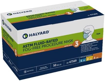 HALYARD FLUIDSHIELD level 3 Disposable Procedure Mask w/SO SOFT Lining/Earloops