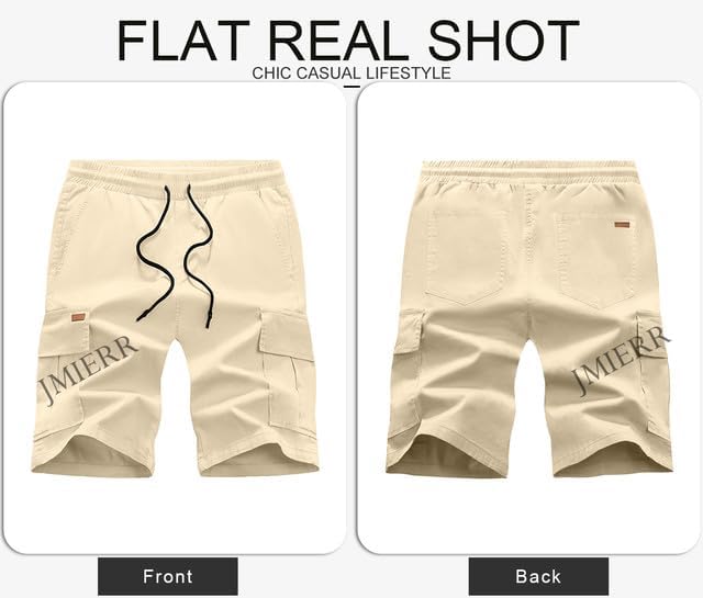 JMIERR Mens Casual Twill Cargo Shorts Cotton Drawstring Classic Cargo Stretch Short with 6 Pockets