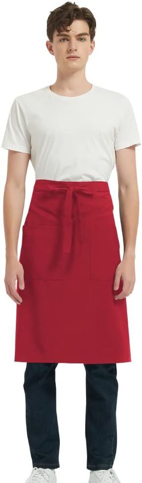PINDUNCHEF Unisex Two Pocket Bbq Bistro Waiter CookingApron Waterproof Stain Resistant Waist apron
