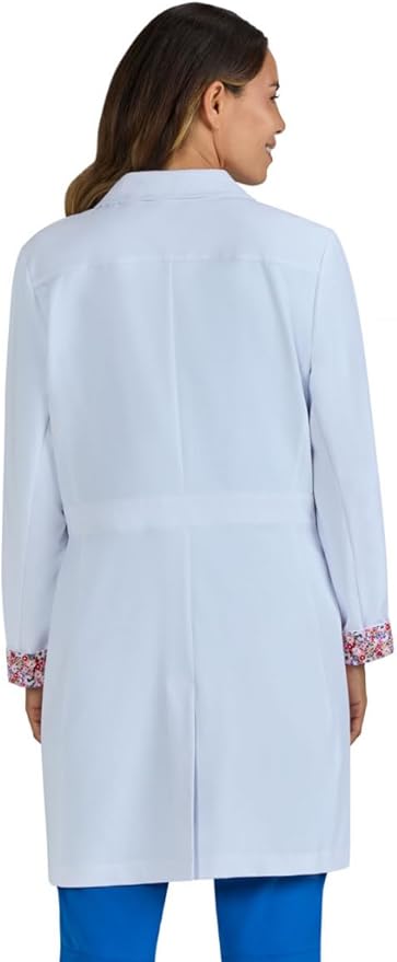 KOI Essentials Fusion Women's Pearlescent Button-Front 4-Pocket 34.5" Lab Coat