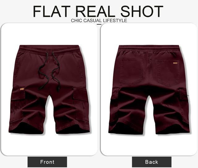 JMIERR Mens Casual Twill Cargo Shorts Cotton Drawstring Classic Cargo Stretch Short with 6 Pockets