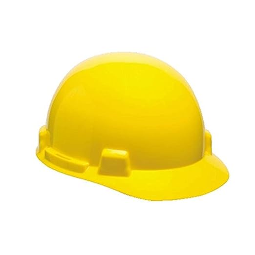 MSA 10074069 SmoothDome Cap Style Safety Hard Hat with Fas-Trac III Ratchet Suspension | Polyethylene Shell, Superior Impact Protection, Self Adjusting Crown Straps - Standard Size in Yellow